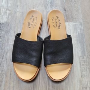 Kork-ease Gila Black Leather Slides Size 8